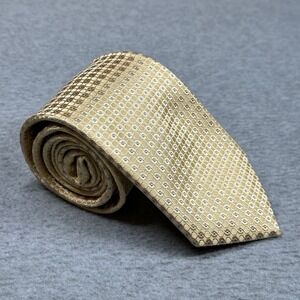 Tasso Elba Silk Tie Gold Geometric Circle Pattern Men's Classic Necktie
